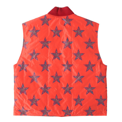 24AW ペイズリースター柄 ダブルジップ ダウンベスト (RC DOWN VEST Poly Taffeta / Printed - Red Star)
