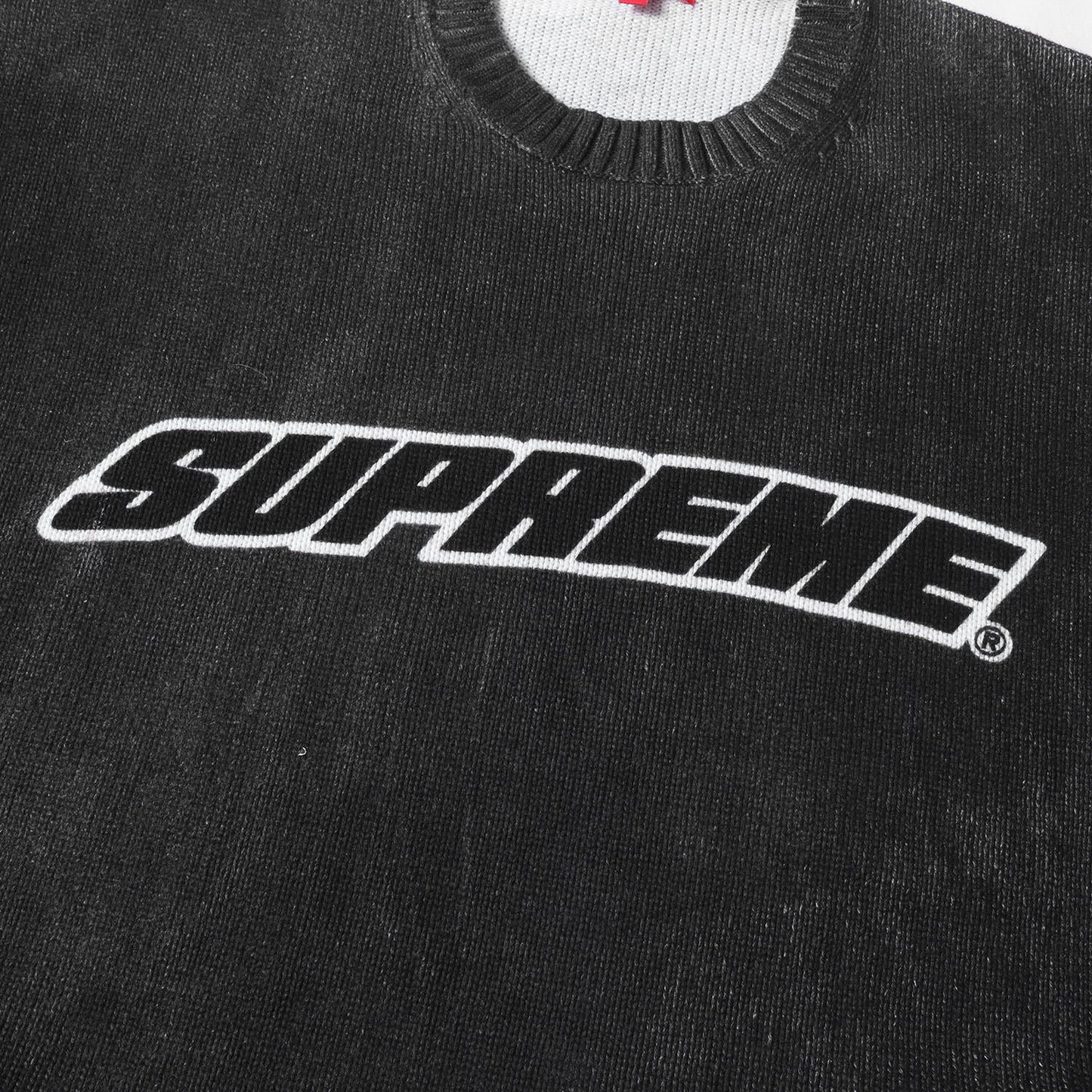 23SS プリントウォッシュ ブランドロゴ クルーネック コットン ニット (Printed Washed Sweater)