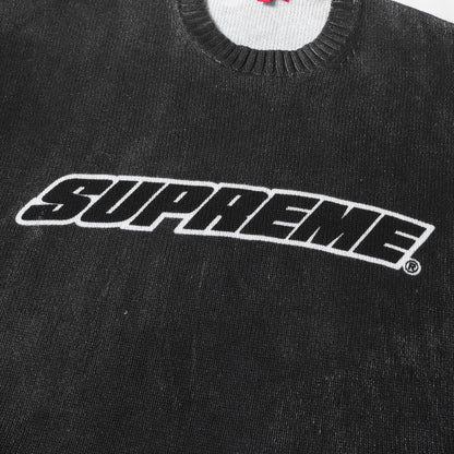 23SS プリントウォッシュ ブランドロゴ クルーネック コットン ニット (Printed Washed Sweater)