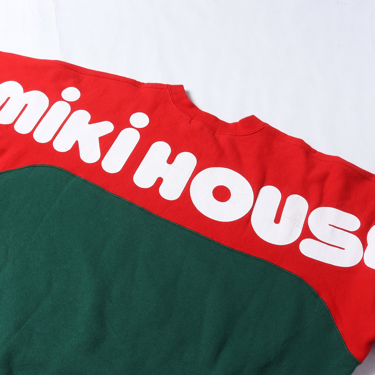 90s エルボーパッチ付き ブランドロゴ バイカラー クルーネック スウェット / miki HOUSE ミキハウス