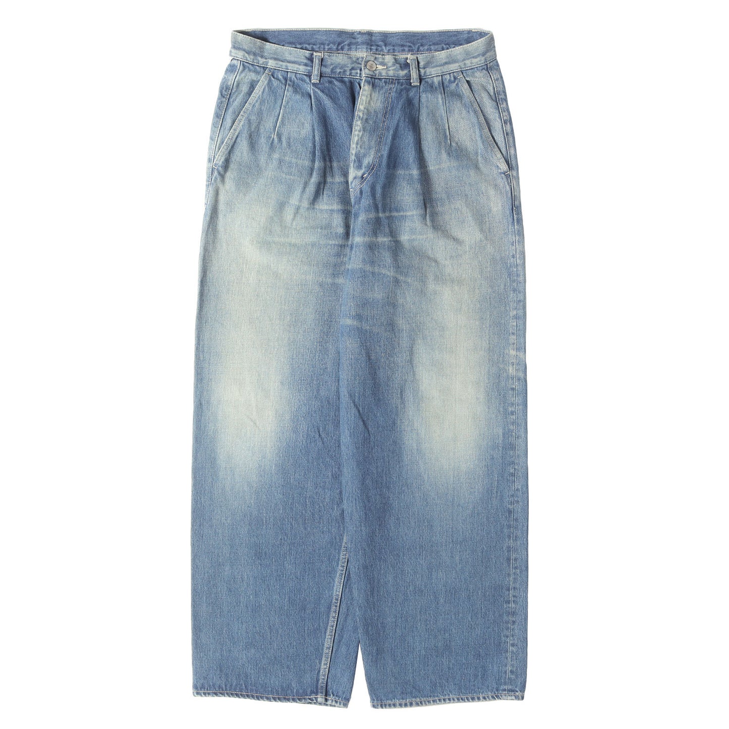 ヴィンテージ加工 ツータック セルビッチ ワイド デニムパンツ (Selvage Denim Two Tuck Pants)