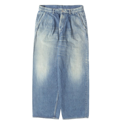 ヴィンテージ加工 ツータック セルビッチ ワイド デニムパンツ (Selvage Denim Two Tuck Pants)
