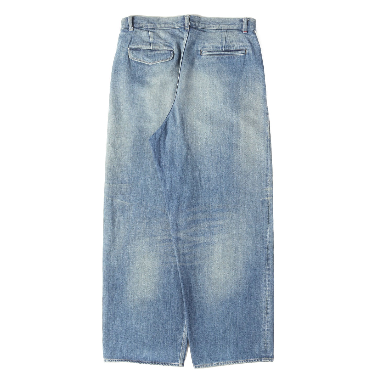 ヴィンテージ加工 ツータック セルビッチ ワイド デニムパンツ (Selvage Denim Two Tuck Pants)
