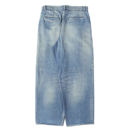 ヴィンテージ加工 ツータック セルビッチ ワイド デニムパンツ (Selvage Denim Two Tuck Pants)