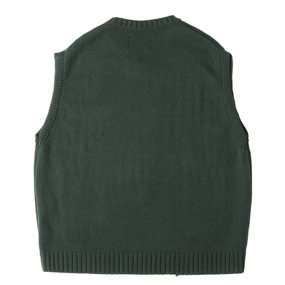 22AW ロゴマーク刺繍 アクリル Vネック ニットベスト (DITCH / VEST / ACRYLIC. CRST)