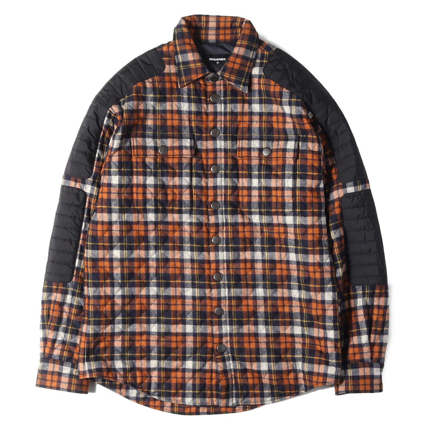 ナイロンパッチ付き チェック柄 スナップボタン 中綿 シャツジャケット (PADDED SHIRT)