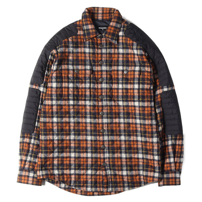 ナイロンパッチ付き チェック柄 スナップボタン 中綿 シャツジャケット (PADDED SHIRT)