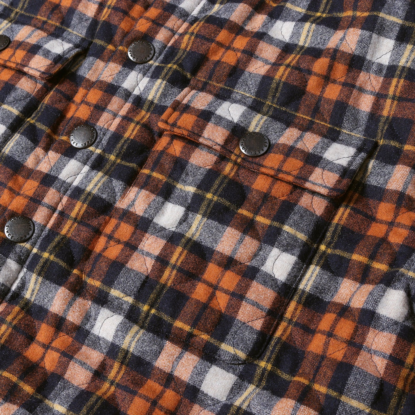 ナイロンパッチ付き チェック柄 スナップボタン 中綿 シャツジャケット (PADDED SHIRT)