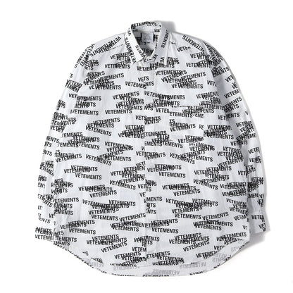 オールオーバー スタンプロゴ オーバーサイズ コットン 比翼ボタン シャツ (All-over Stamp Logo Oversized Shirt)