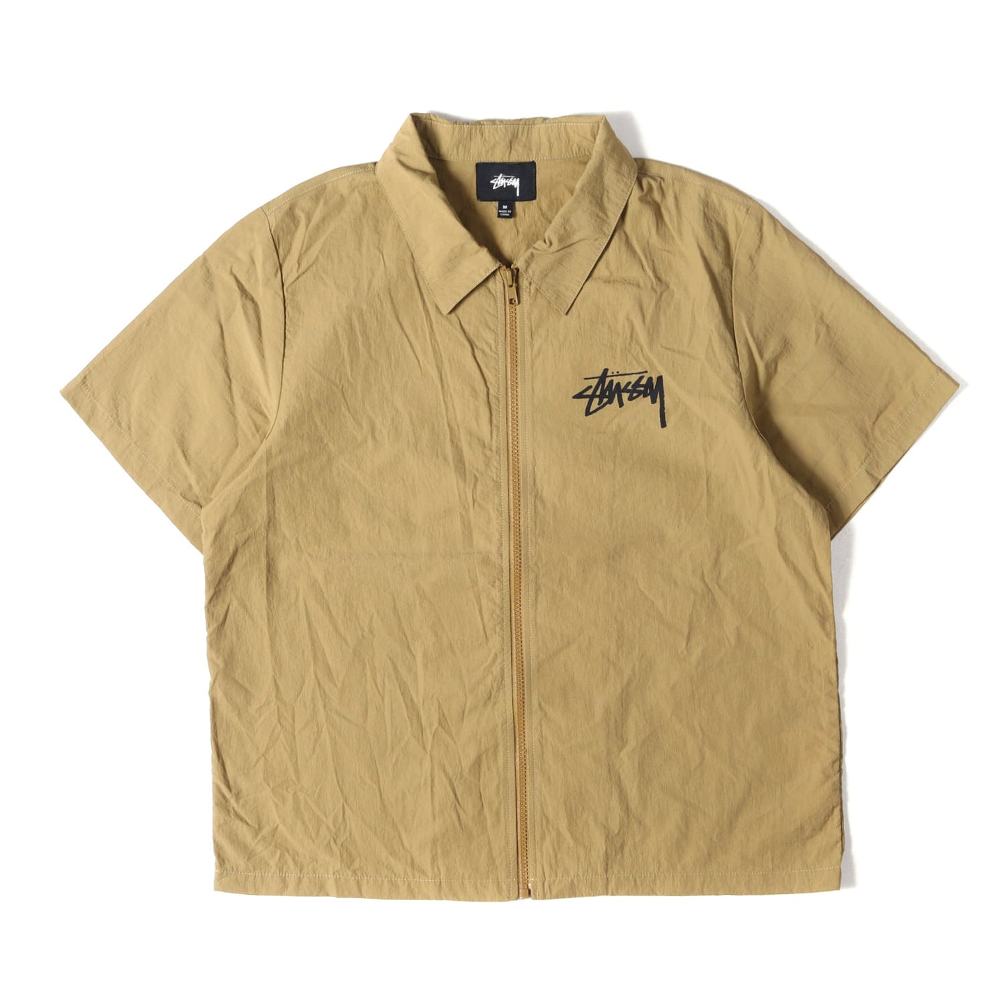 ストックロゴ プリント フルジップ ナイロン 半袖 シャツ (Stock Logo Zip S/S Shirt)