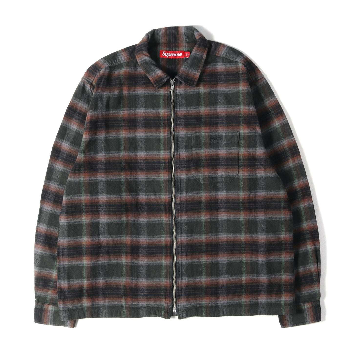 24SS オンブレチェック フルジップ フランネルシャツ (Shadow Plaid Flannel Zip Up Shirt)