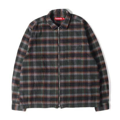 24SS オンブレチェック フルジップ フランネルシャツ (Shadow Plaid Flannel Zip Up Shirt)