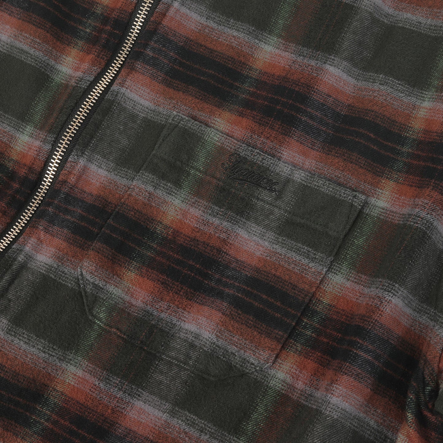 24SS オンブレチェック フルジップ フランネルシャツ (Shadow Plaid Flannel Zip Up Shirt)