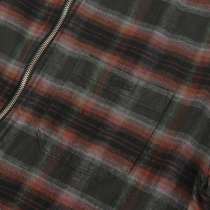 24SS オンブレチェック フルジップ フランネルシャツ (Shadow Plaid Flannel Zip Up Shirt)