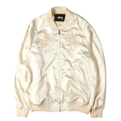 パームツリー / ストックロゴ 刺繍 フルジップ サテン スカジャン (Satin Palm Jacket)