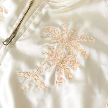パームツリー / ストックロゴ 刺繍 フルジップ サテン スカジャン (Satin Palm Jacket)