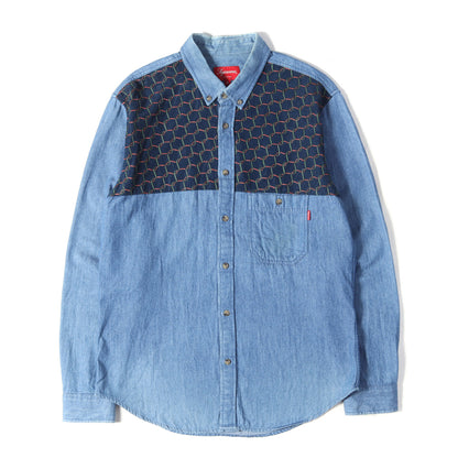 13AW ワイヤー柄 コーデュロイ 切替 BD デニム ボタンシャツ (Denim Corduroy Shirt)