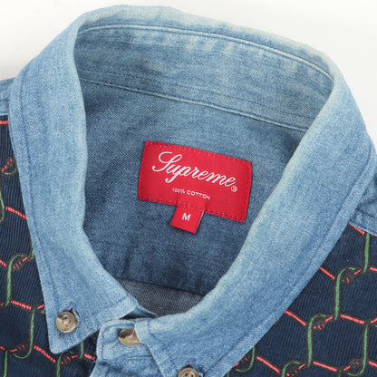 13AW ワイヤー柄 コーデュロイ 切替 BD デニム ボタンシャツ (Denim Corduroy Shirt)