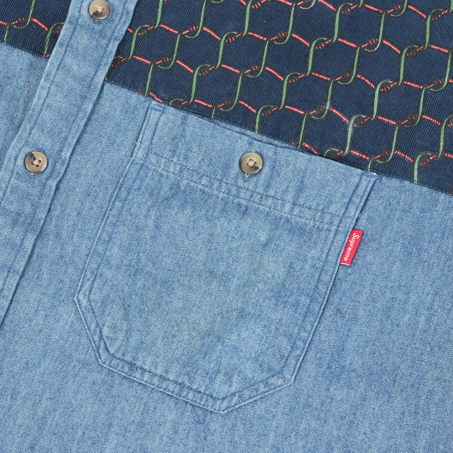 13AW ワイヤー柄 コーデュロイ 切替 BD デニム ボタンシャツ (Denim Corduroy Shirt)