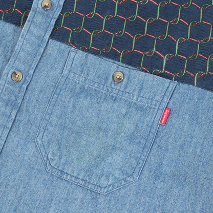 13AW ワイヤー柄 コーデュロイ 切替 BD デニム ボタンシャツ (Denim Corduroy Shirt)