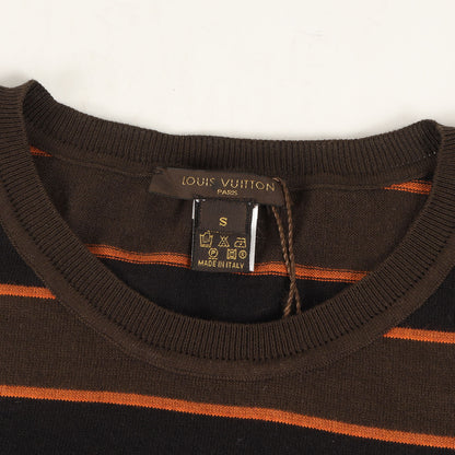 カシミヤ/コットン ボーダー ニット Tシャツ