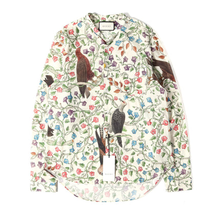 [アレッサンドロ・ミケーレ期] フローラルバード 総柄 バンドカラー コットン ボタンシャツ (BIRDS OF PREY PRINT COTTON SHIRT)