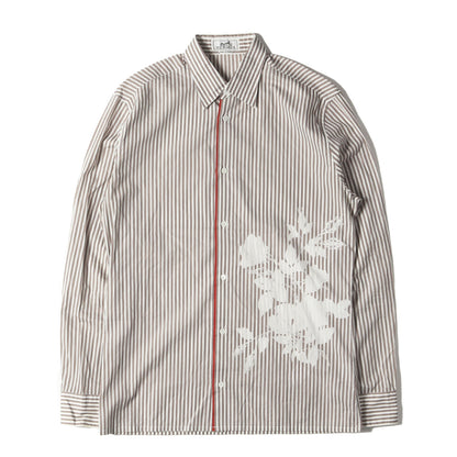 セリエボタン ストライプ フラワー コットン シャツ