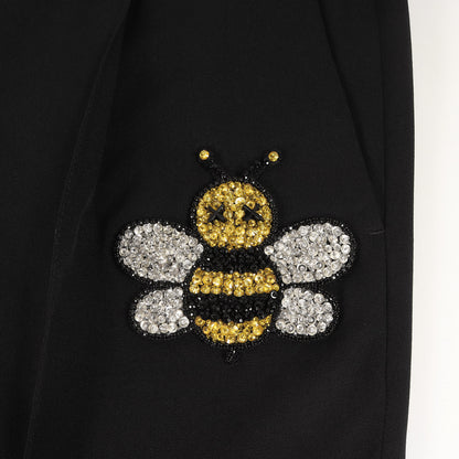 19SS KAWS BEE 装飾 ビジュー ウール イージーパンツ (923C127A4422)