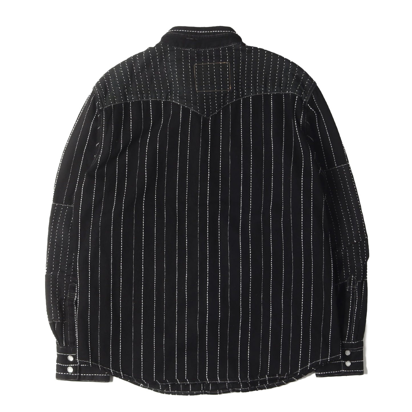 ×DENIM TEARS アイコンパッチ ストライプステッチ カラーデニム ウエスタン シャツ