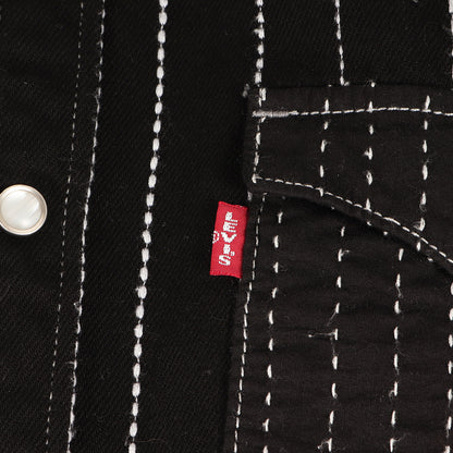 ×DENIM TEARS アイコンパッチ ストライプステッチ カラーデニム ウエスタン シャツ