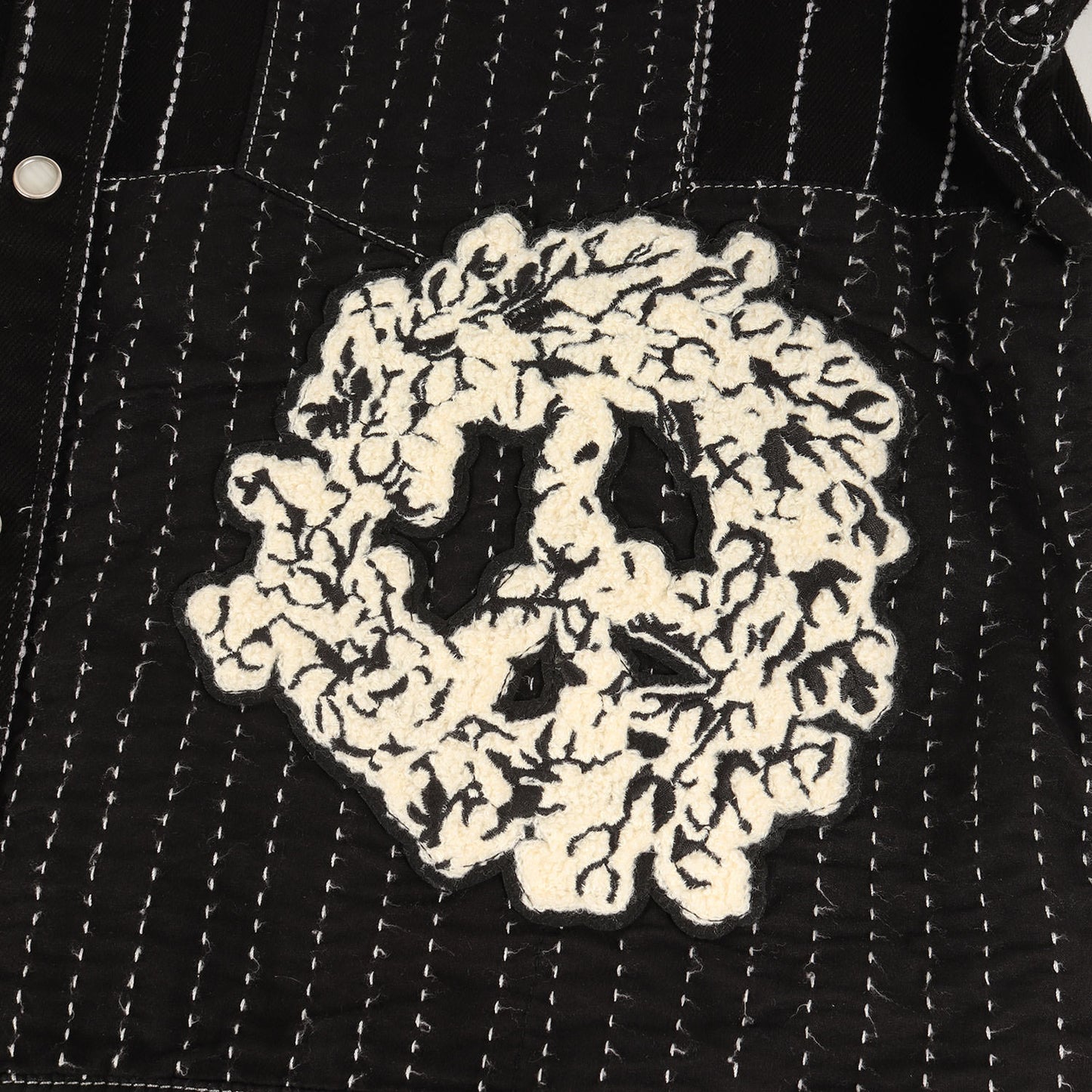 ×DENIM TEARS アイコンパッチ ストライプステッチ カラーデニム ウエスタン シャツ