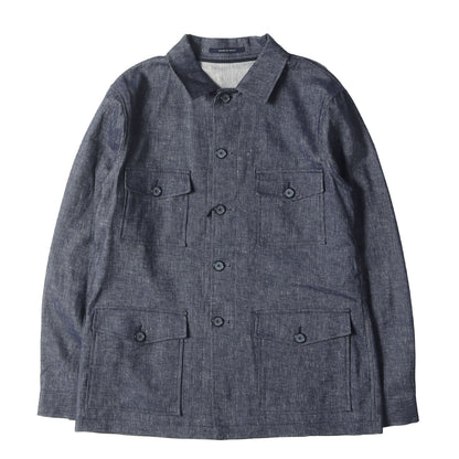 リネン/コットン ストレッチ デニム シャツ ジャケット