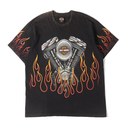 [雰囲気抜群] 90s V2エンジン フレイム オールオーバー Tシャツ USA製