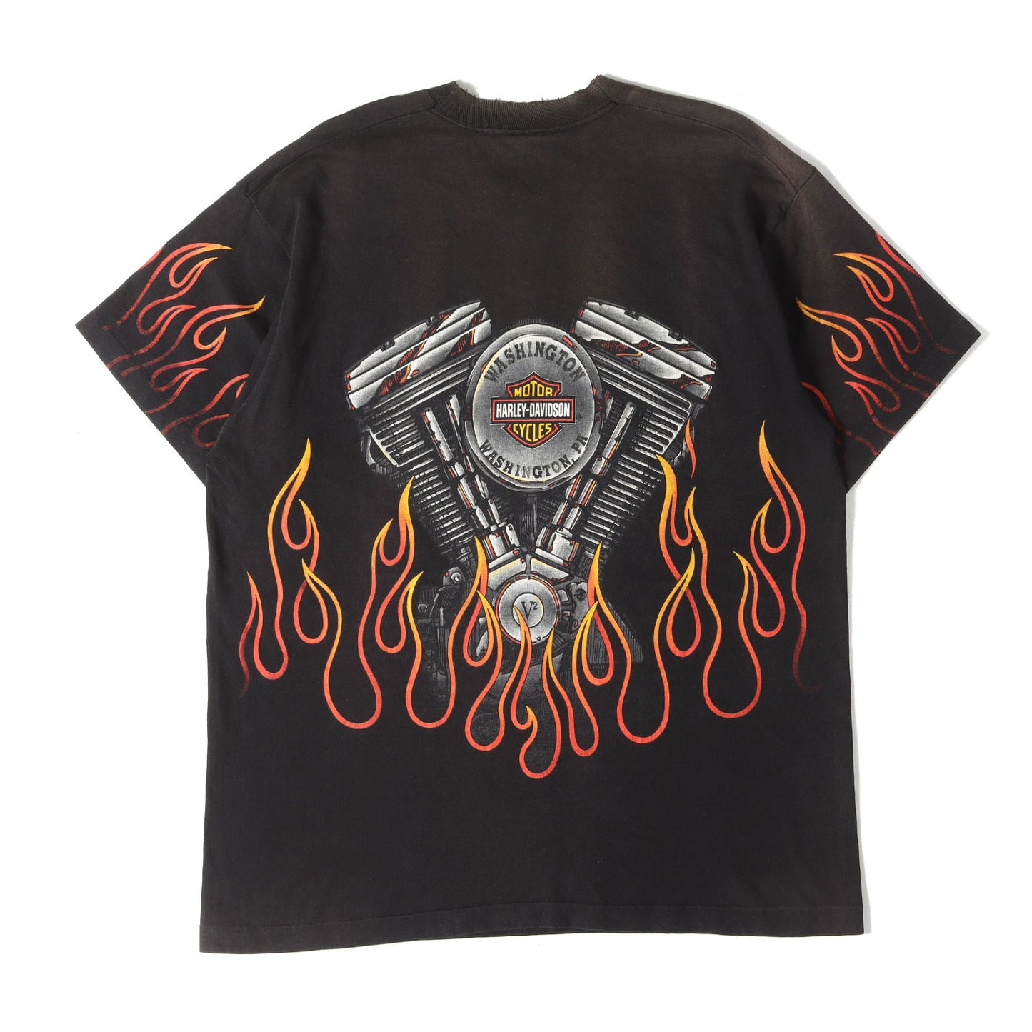 [雰囲気抜群] 90s V2エンジン フレイム オールオーバー Tシャツ USA製