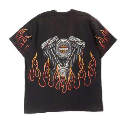 [雰囲気抜群] 90s V2エンジン フレイム オールオーバー Tシャツ USA製