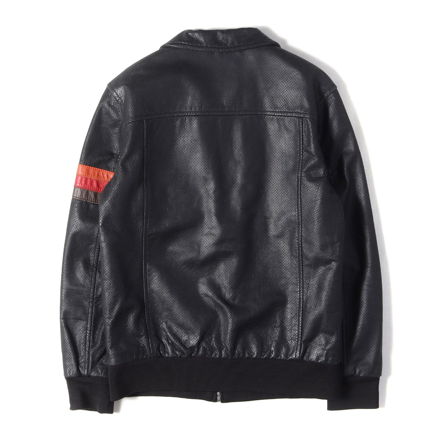 ラインパッチ パンチングレザー シングル ライダース ジャケット
