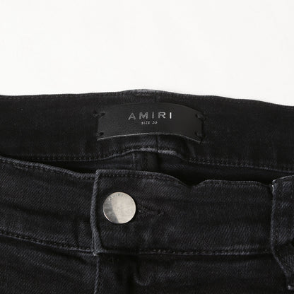 バンダナパッチ ダメージ加工 ストレッチ スリム デニム パンツ (RM150712)