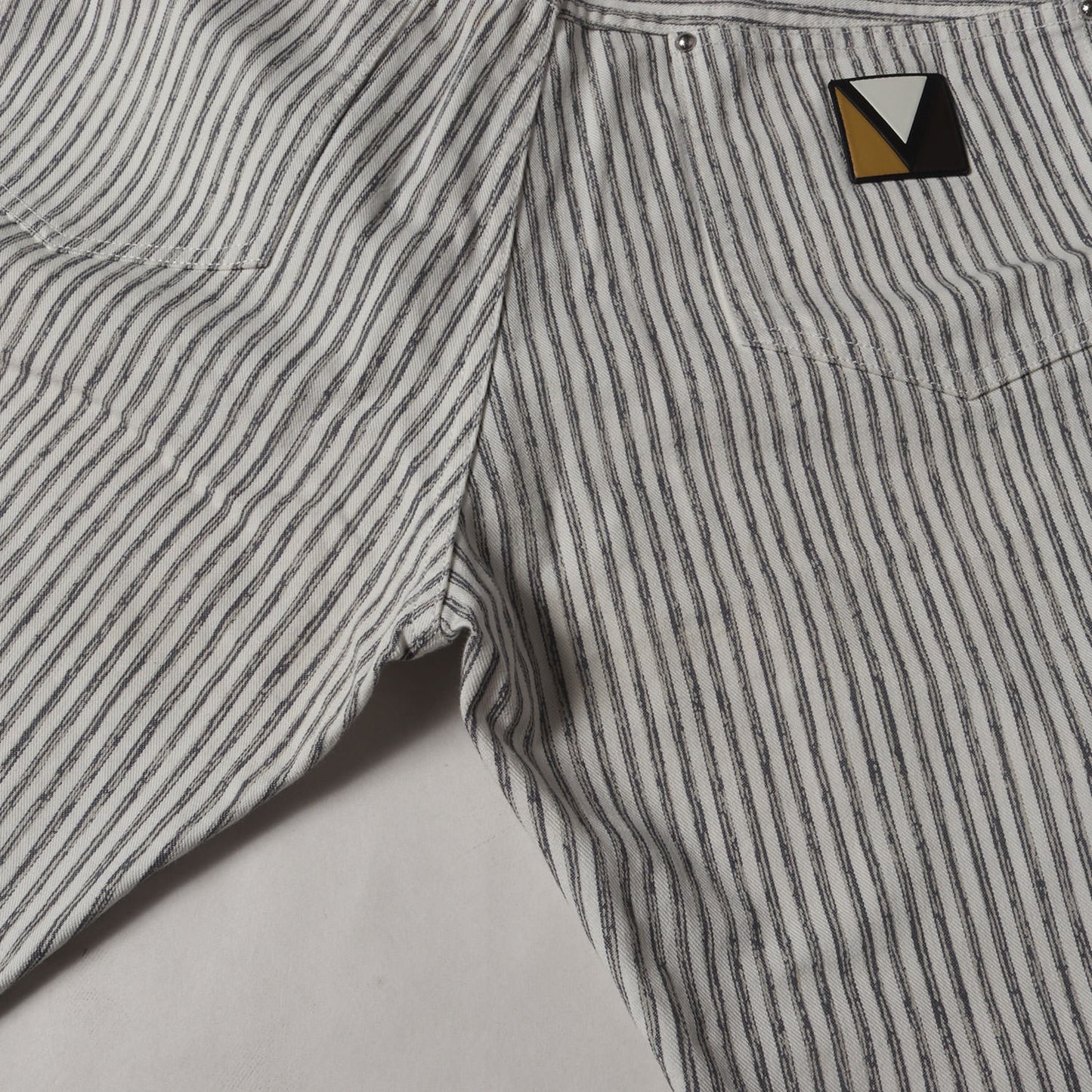 ガストンV ロゴ ワッペン ヒッコリー デニム パンツ (H7D07WB8Y)