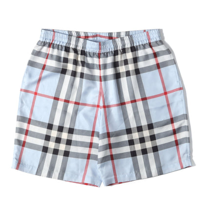 ブルー ノバチェック シルク ショートパンツ