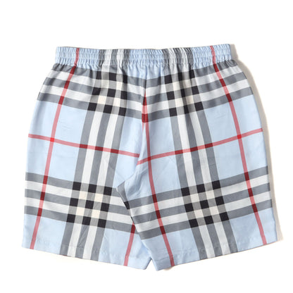 ブルー ノバチェック シルク ショートパンツ