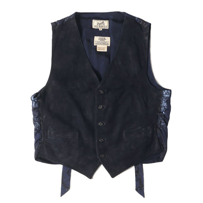 コーティング加工 ラムスキン スエード レザー ジレ ベスト A proposde bottes カレ / ヴィンテージ エルメス