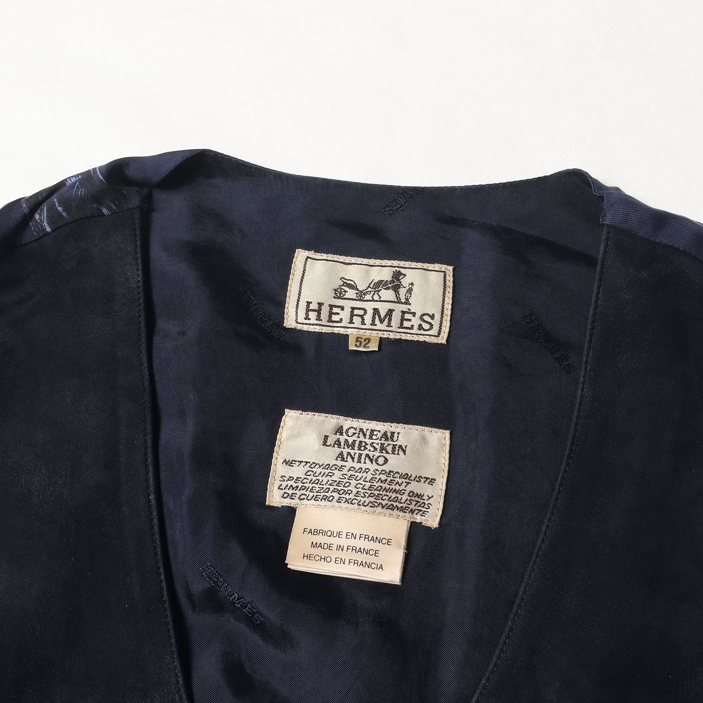 コーティング加工 ラムスキン スエード レザー ジレ ベスト A proposde bottes カレ / ヴィンテージ エルメス