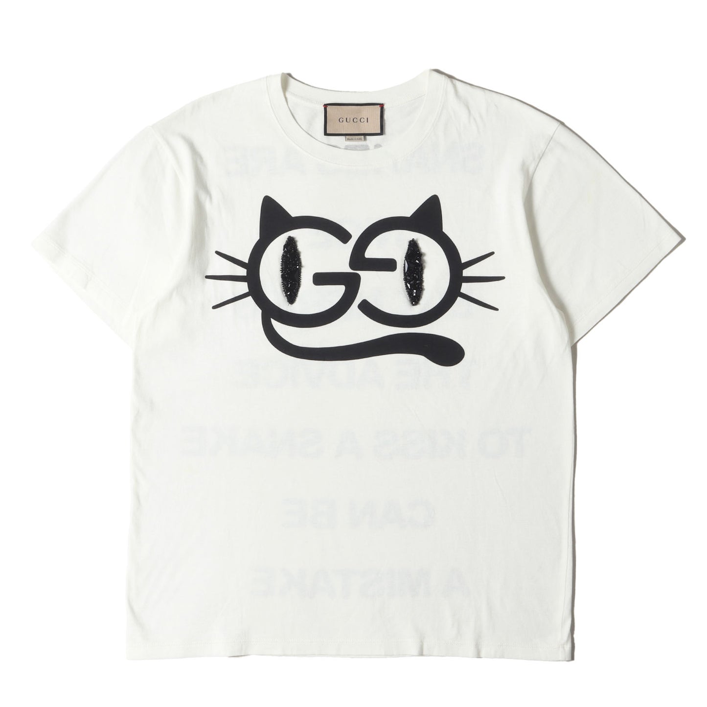 インターロッキング キャット ビジュー 装飾 Tシャツ (615044)