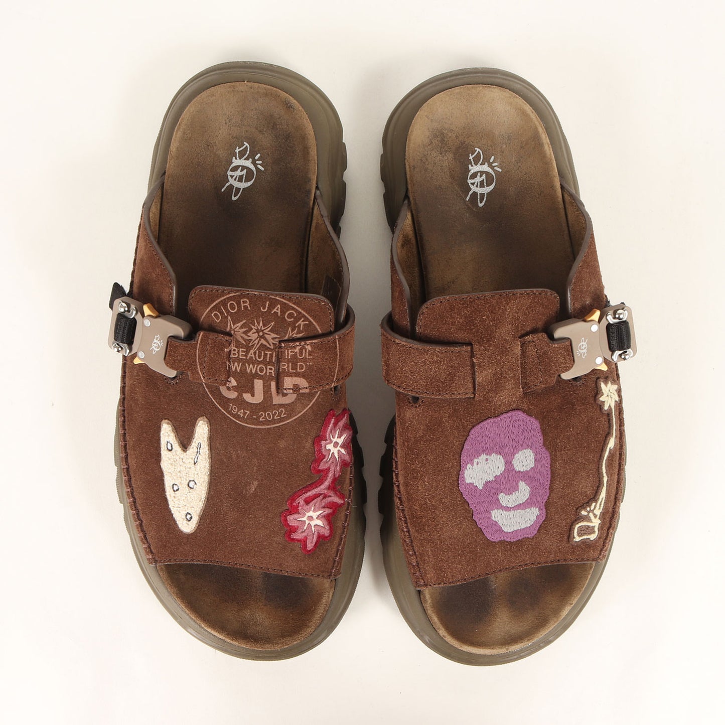 22SS ×Travis Scott / Cactus Jack スエードレザー パッチカスタム ラバー サンダル