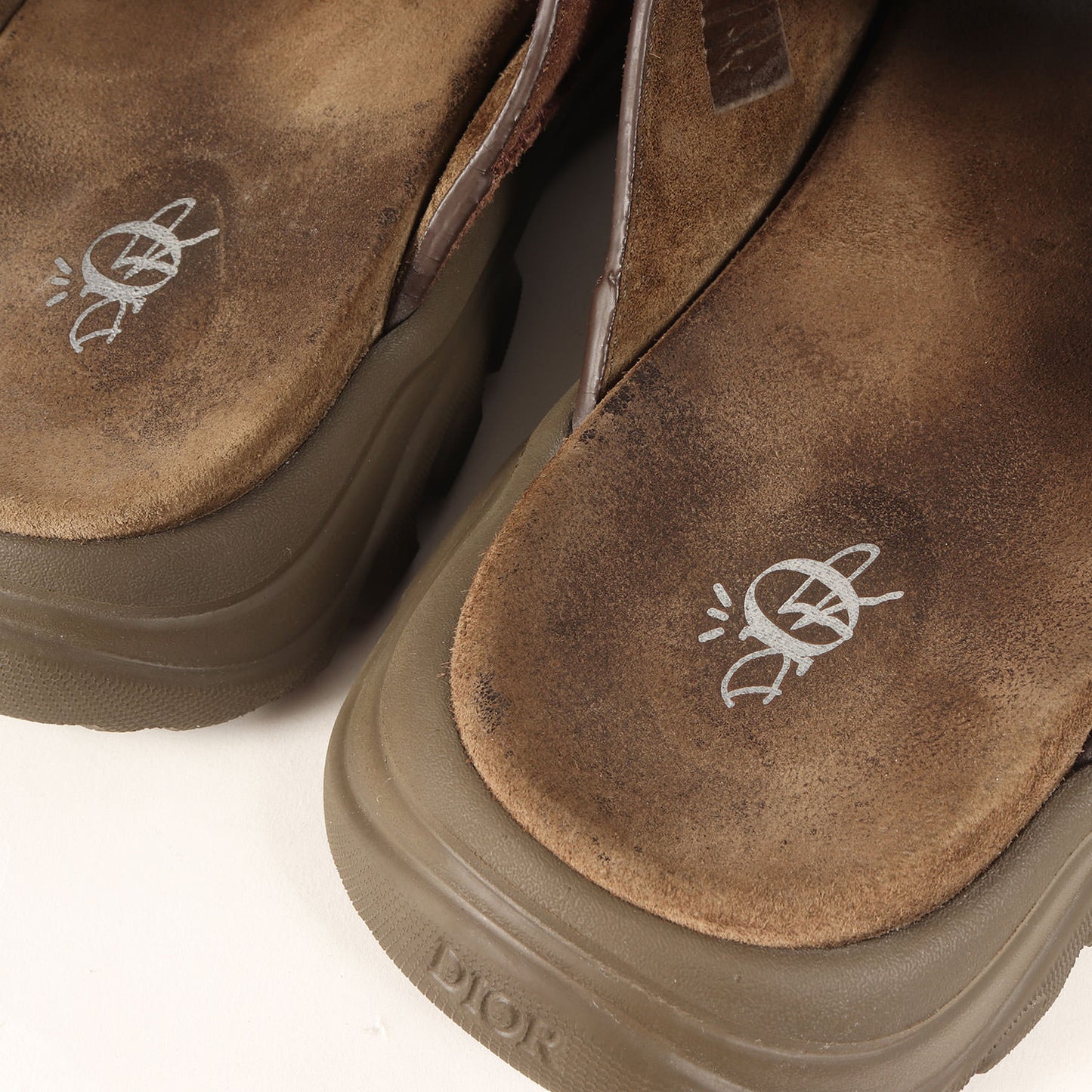 22SS ×Travis Scott / Cactus Jack スエードレザー パッチカスタム ラバー サンダル