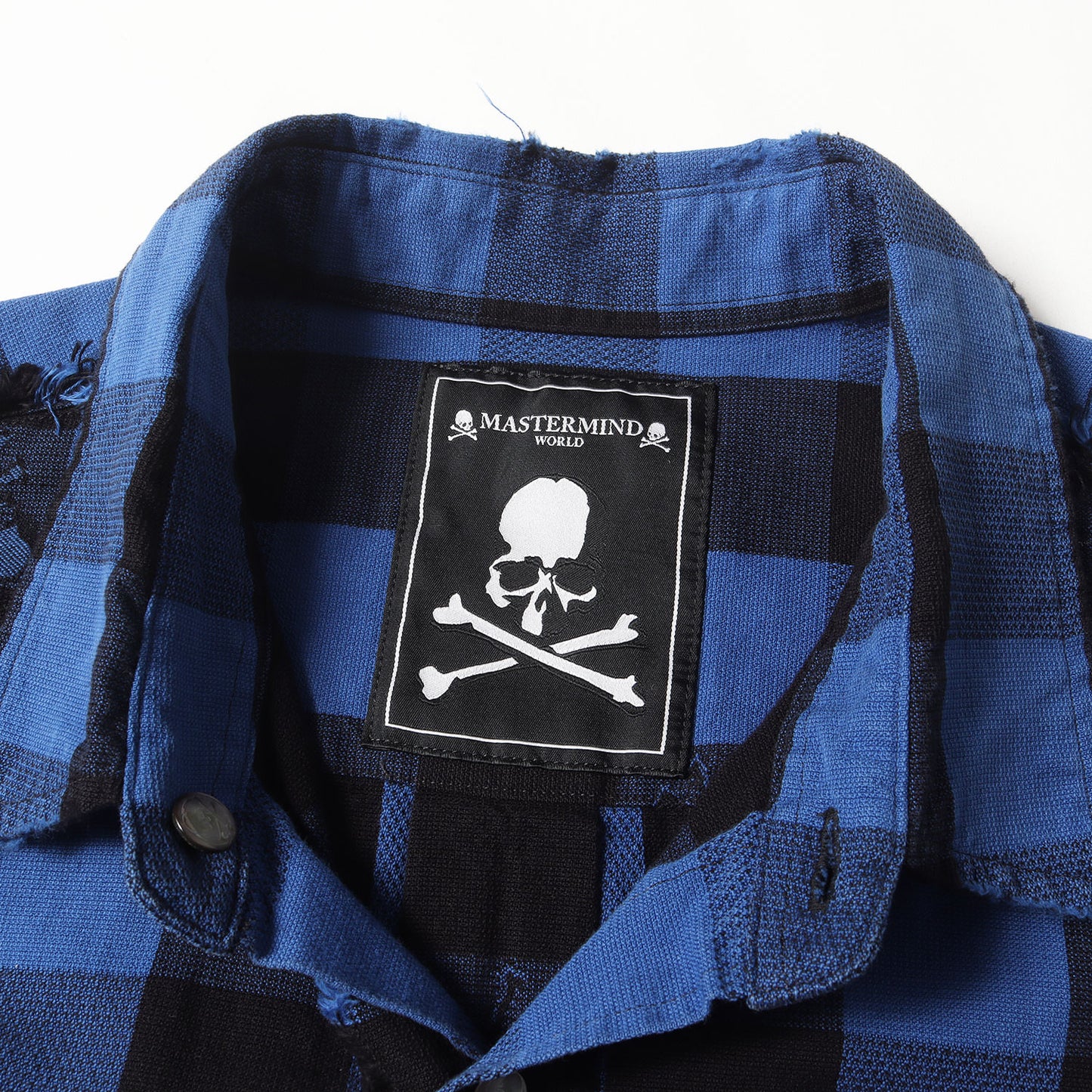 ダメージ加工 スカル刺繍 バッファローチェック リバーシブル コットン シャツ(MW18P02-SH010-006)