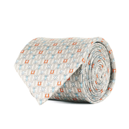 [近年モデル] Hマーク クローバー ホースシュー シルク ネクタイ / フランス製 6292 EA 馬蹄 四葉のクローバー