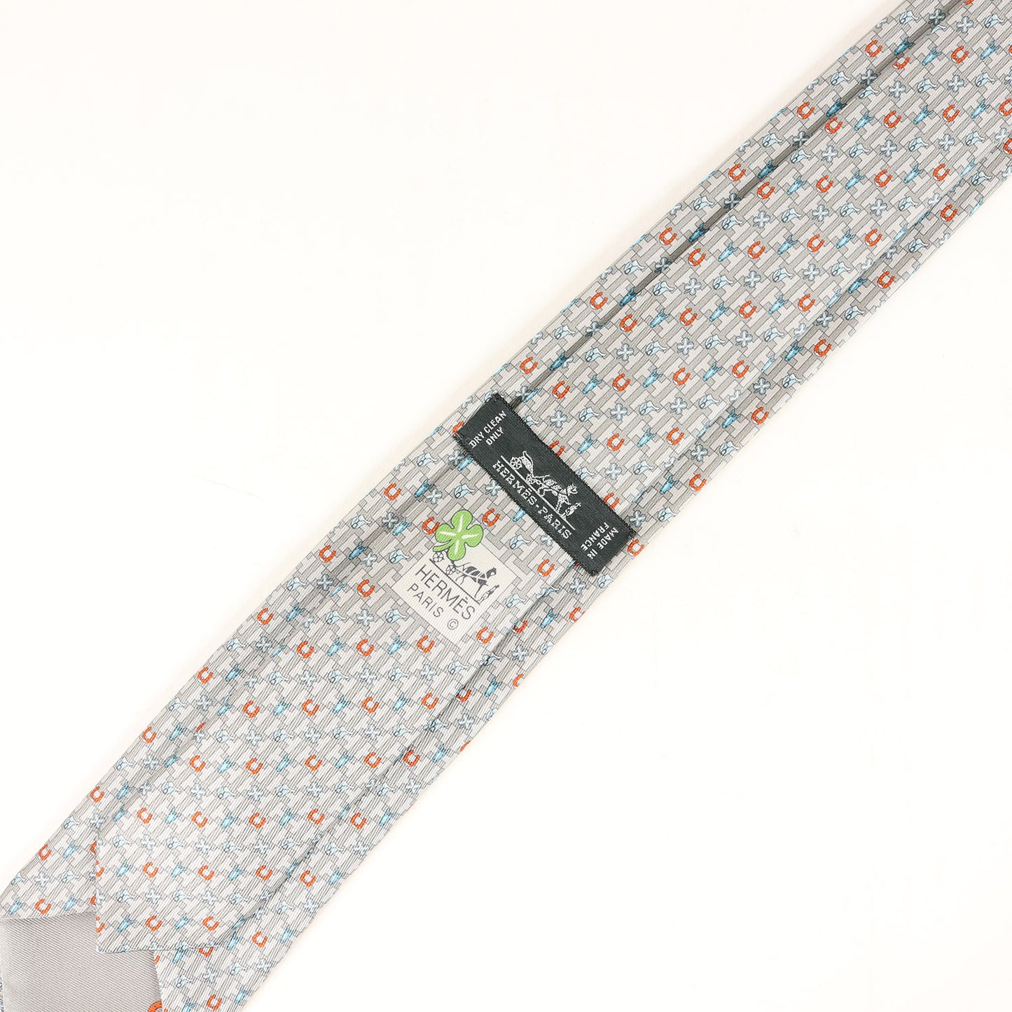 [近年モデル] Hマーク クローバー ホースシュー シルク ネクタイ / フランス製 6292 EA 馬蹄 四葉のクローバー