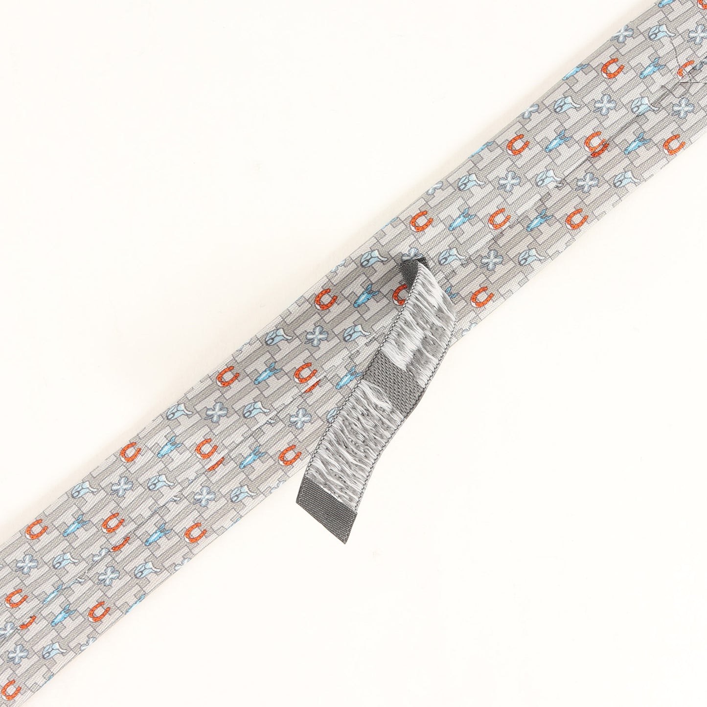 [近年モデル] Hマーク クローバー ホースシュー シルク ネクタイ / フランス製 6292 EA 馬蹄 四葉のクローバー