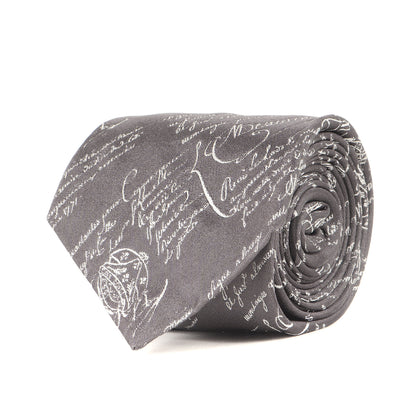 [近年モデル] スクリット シルク ネクタイ / イタリア製 カリグラフィー